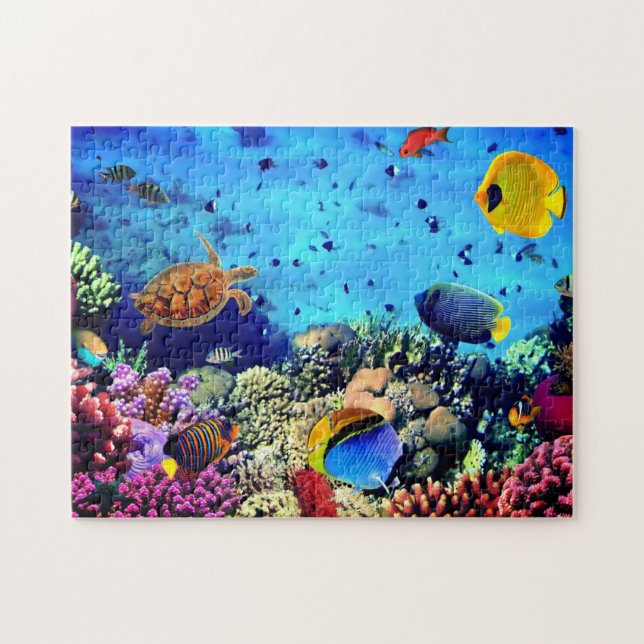 Puzzle de corail, tortue et poisson (Horizontal)
