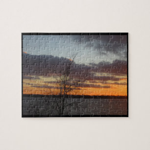 Puzzle de coucher du soleil de lac