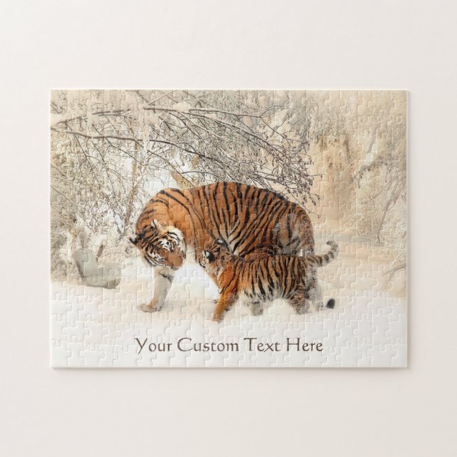 Puzzle de coutume de tigres d'hiver (Horizontal)
