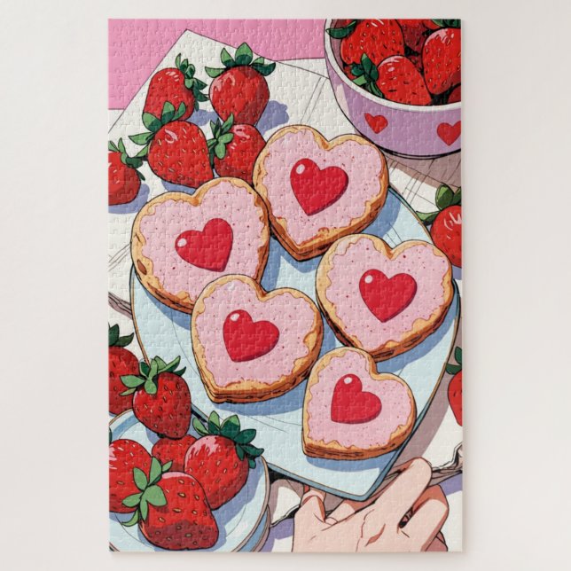 Puzzle de dessert à la fraise (Vertical)