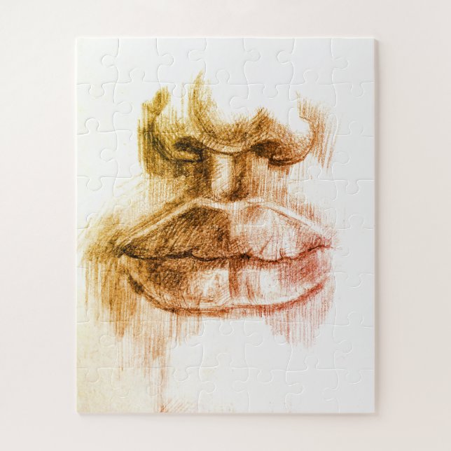 Puzzle de dessin au crayon des lèvres et du nez (Vertical)