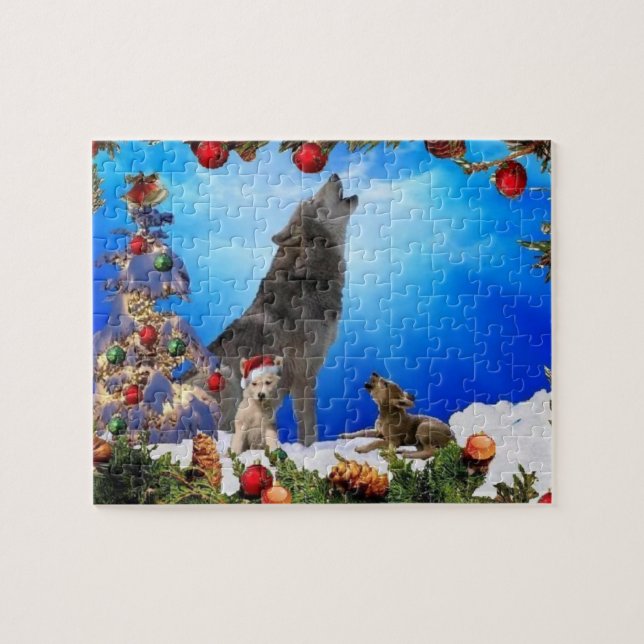 Puzzle de famille de loup de chant (Horizontal)
