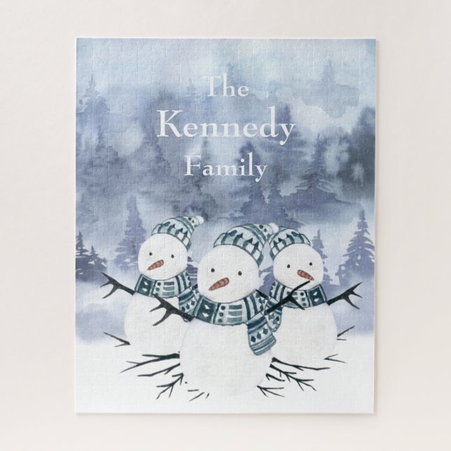 Puzzle de famille des neigeurs bleues ondulées (Vertical)