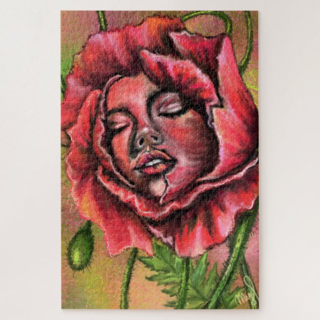 Puzzle de femme de pavot - Peinture Art (Vertical)
