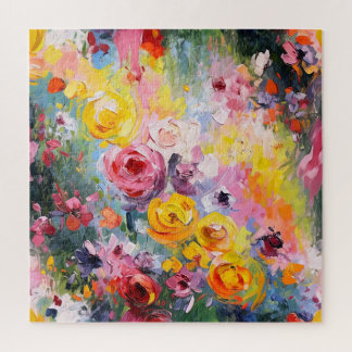 Puzzle de fleurs colorées pastel audacieuses