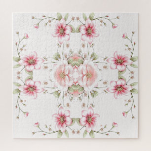 Puzzle de fleurs élégant rose blanc