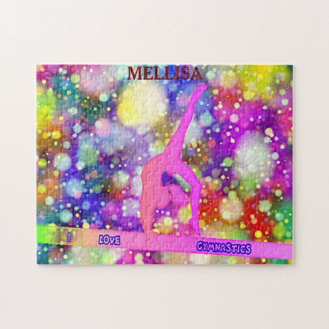 Puzzle de gymnaste avec nom personnalisé. (Horizontal)