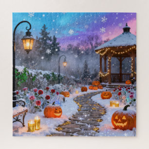 Puzzle de jardin d'Halloween en hiver
