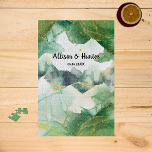 Puzzle de Jigsaw de couleur vert printemps aquarel