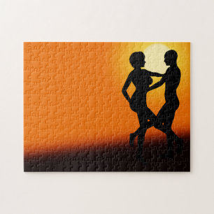 Puzzle de jigsaw, duple de danse romantique au cou
