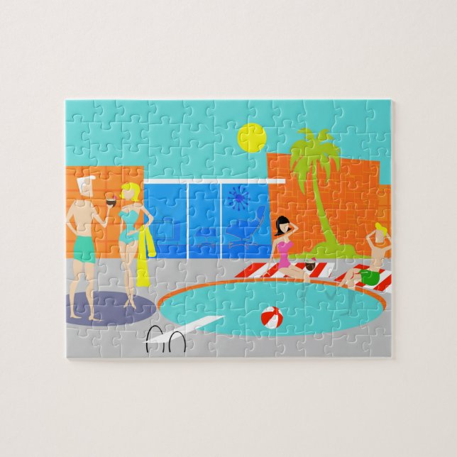Puzzle de la fête de la piscine rétro (Horizontal)