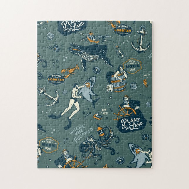 Puzzle de la Nouvelle-Angleterre à thème nautique (Vertical)