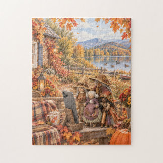Puzzle de la sorcière de cuisine d'automne prenant