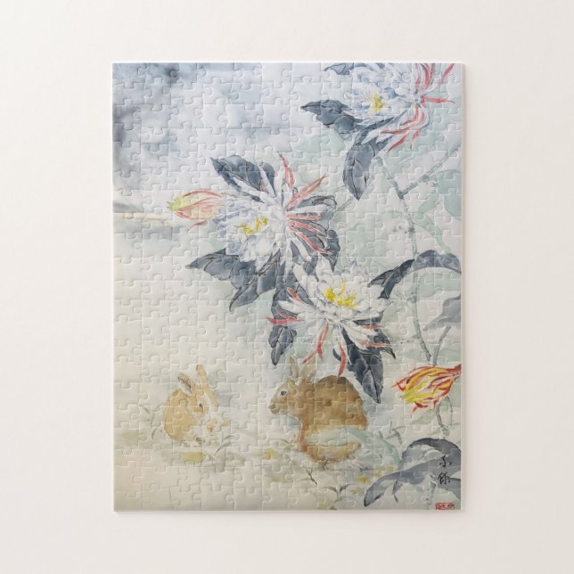 Puzzle de lapin Sumi e Moon (Vertical)