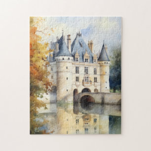 Puzzle de l'aquarelle de château français majestue