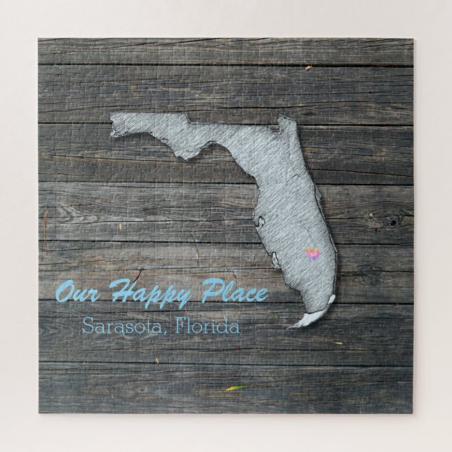 Puzzle de l'État de Floride Rustique (Vertical)