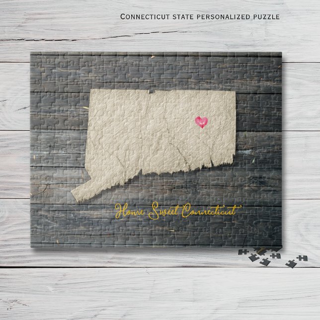 Puzzle de l'État du Connecticut – Nouvelle-Anglete (Connecticut personalized puzzle, Home Sweet Connecticut!)