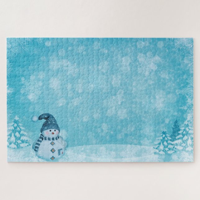 Puzzle de l'homme de Noël et de neige (Horizontal)