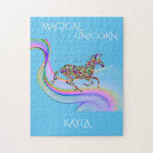 Puzzle de licorne magique avec nom personnalisé.