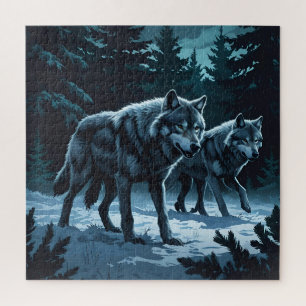 Puzzle de loups en forme de pièce de puzzle