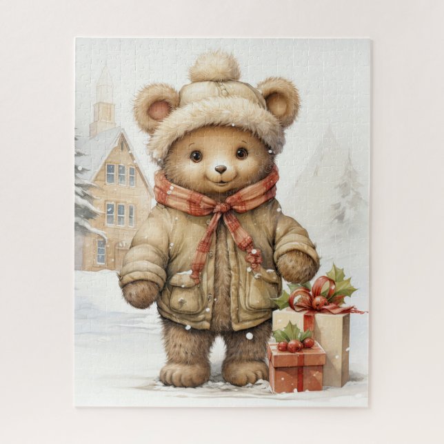 Puzzle de l'ours en peluche de Noël (Vertical)