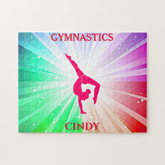 Puzzle de lumières gymnastique avec gymnaste. Nom  (Horizontal)