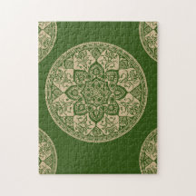 Puzzle de Mandala vert pour une relaxation pleine