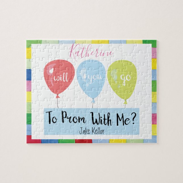 Puzzle de monogramme de ballon de Promposal (Horizontal)