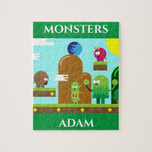 Puzzle de monstres avec le nom de l'enfant.