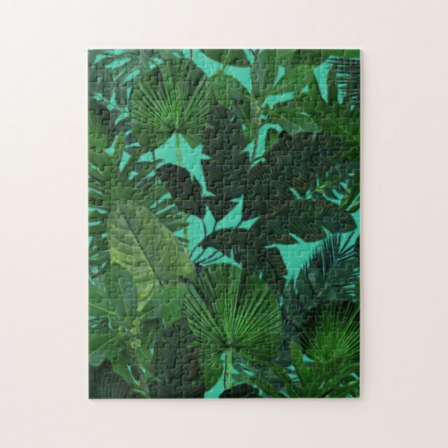 Puzzle de Motif de feuilles tropicales vertes (Vertical)