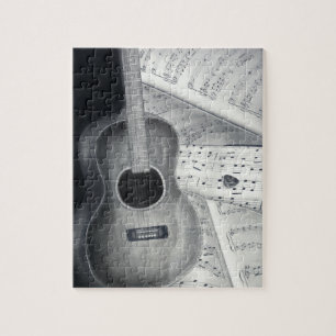 Puzzle de musique de guitare et de feuille
