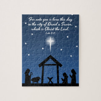 Puzzle de nativité de Noël avec le vers de bible