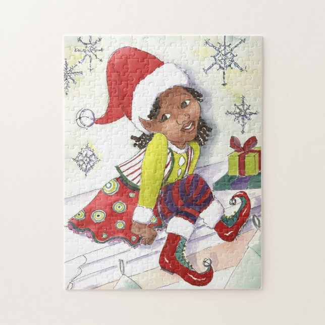 Puzzle de Noël de fille d'Elf de lutin (Vertical)