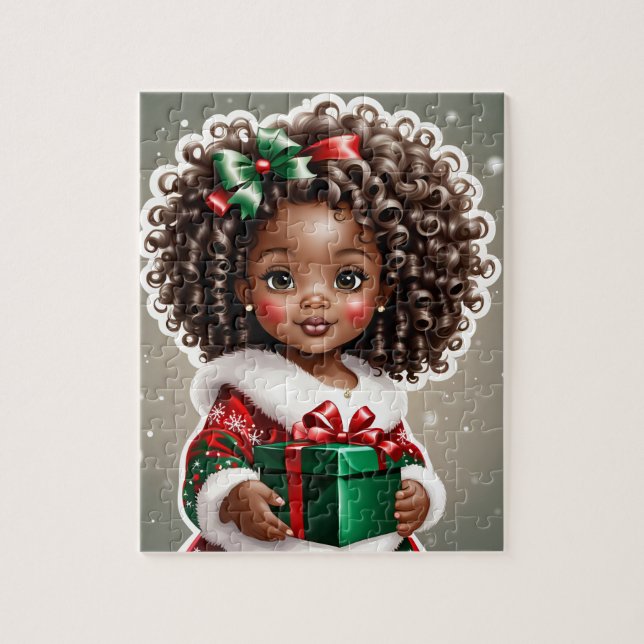 Puzzle de Noël des filles africaines américaines (Vertical)