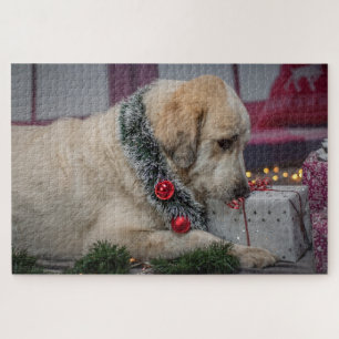 Puzzle de Noël en bois Fun Family Labrador Chien M