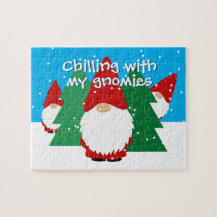 Puzzle de Noël pour enfants avec des gnomes rouges