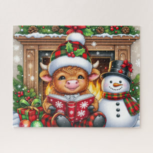 Puzzle de Noël rustique Vache des Highlands