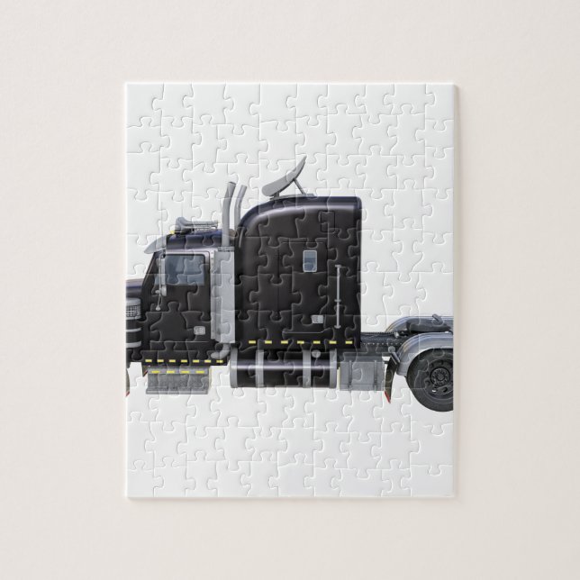 Puzzle De noir camion semi avec de pleines lumières dans (Vertical)