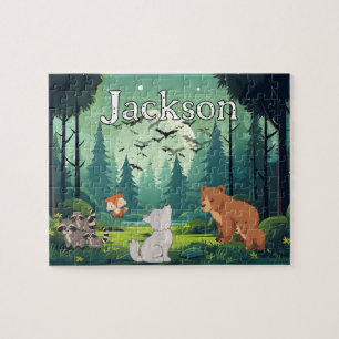 Puzzle de nom d'enfant de forêt personnalisé