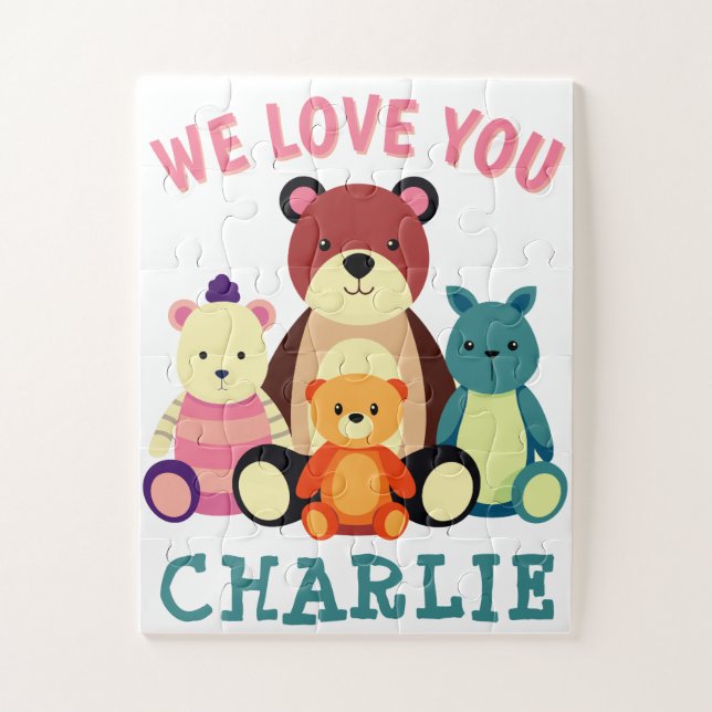 Puzzle de nom personnalisé avec animaux (Vertical)