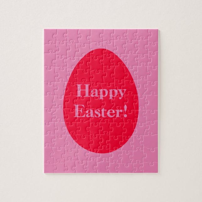 Puzzle de Pâques à oeufs rouges et roses minimaux (Vertical)