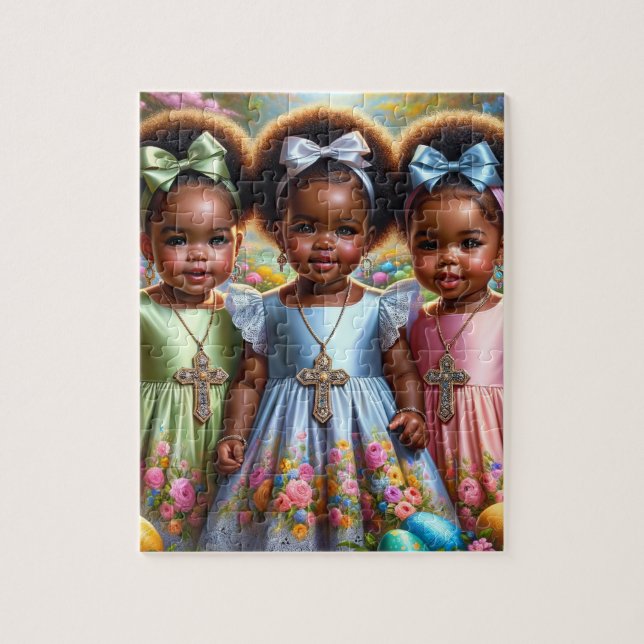 Puzzle de Pâques pour filles d'Amérique d'Afrique (Vertical)
