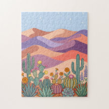 Puzzle de paysage de dune désertique – Cactus Boho