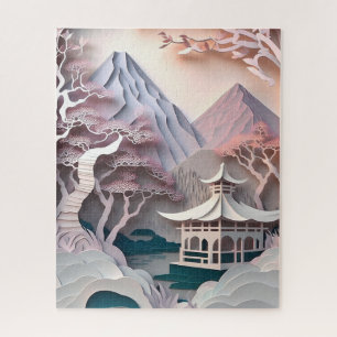 Puzzle de paysage du pavillon de découpe de papier
