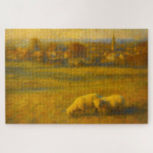Puzzle de paysage rural à moutons anglais de style