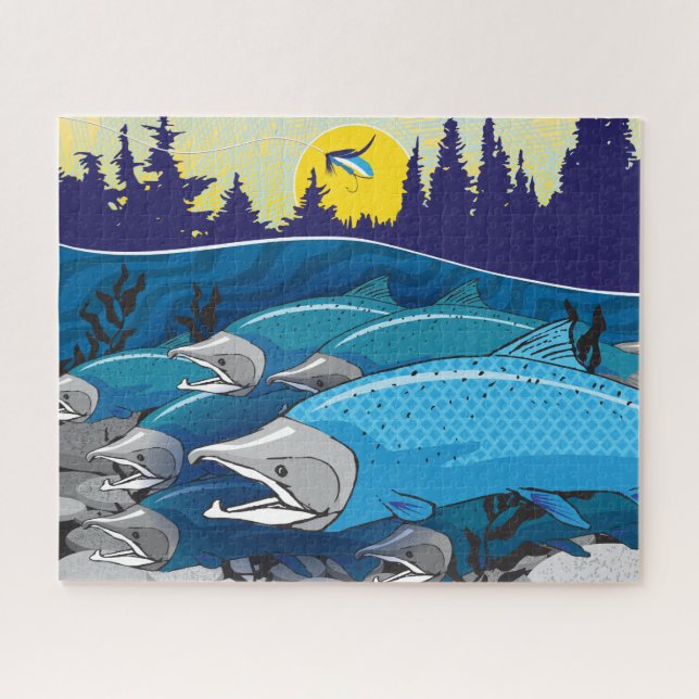 Puzzle de pêche 16x20 pour les aveugles de couleur (Horizontal)
