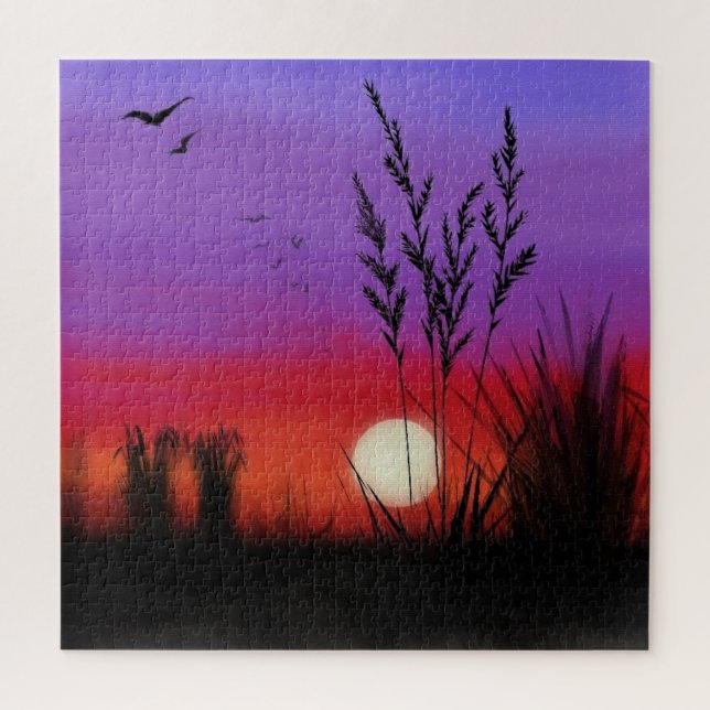Puzzle de peinture avec paysage du lac Sunset (Vertical)
