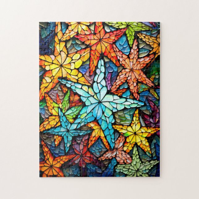 Puzzle de poisson d'étoiles de verre (Vertical)
