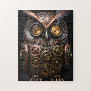 Puzzle de portrait de hibou mécanique Steampunk