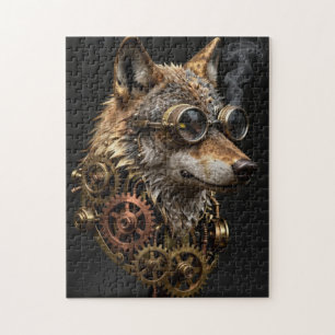 Puzzle de portrait de loup mécanique Steampunk